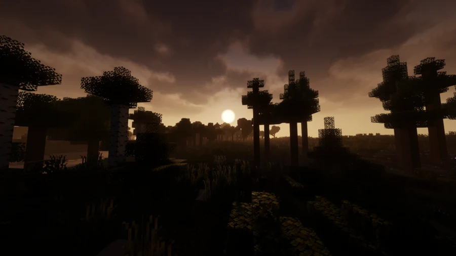Spooklementary Shaders Comparison sunset