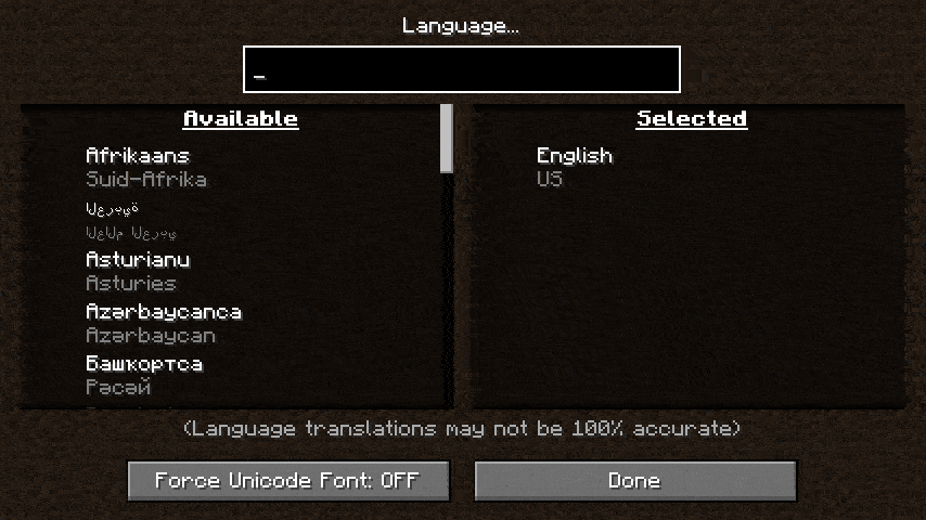Use a search box to switch languages even faster