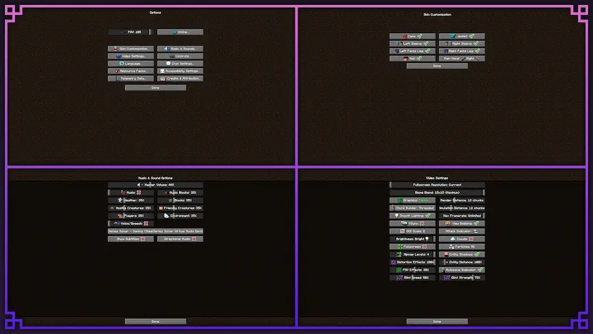 Options menu