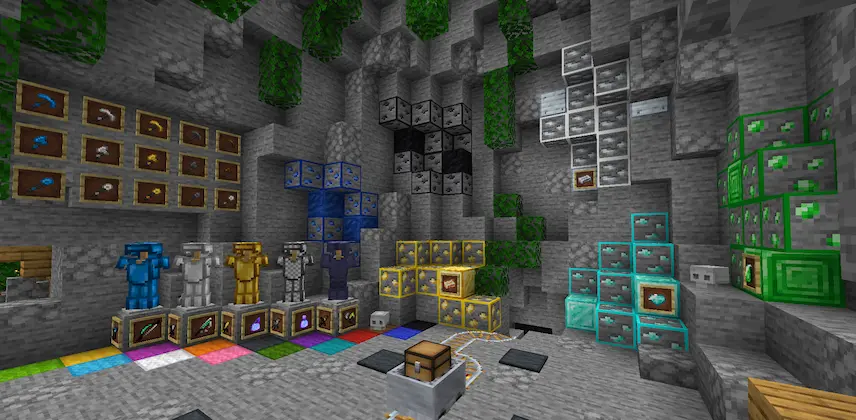 ores, blocks and items