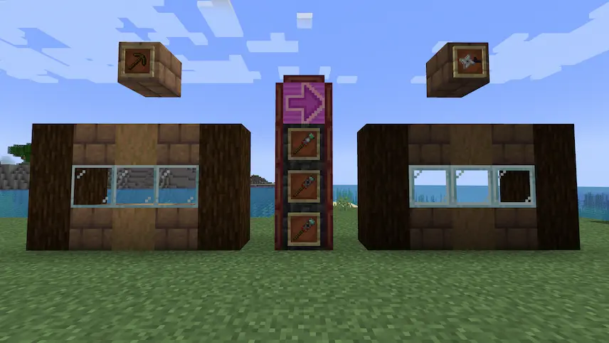 Blocks on the left are vanilla, blocks on the right are reinforced