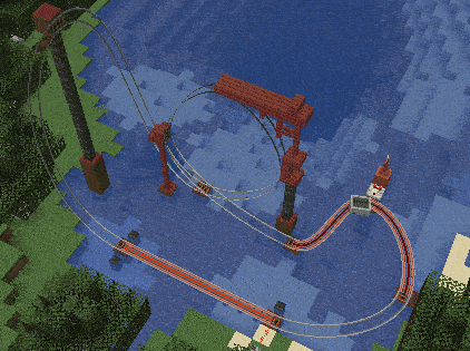 Animated GIF of a basic track with a lift hill and turns