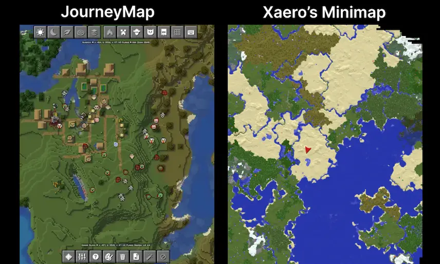 Xaero’s Minimap and JourneyMap Full-screen maps