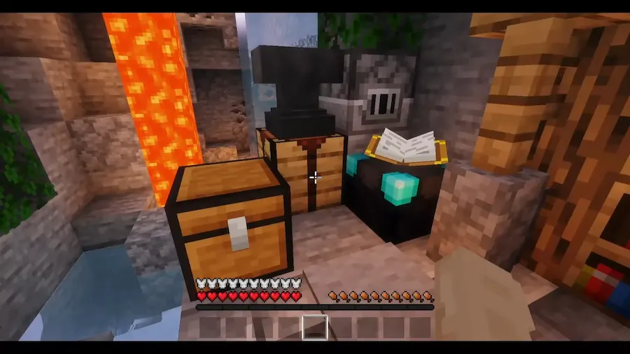 enchanting table and chest