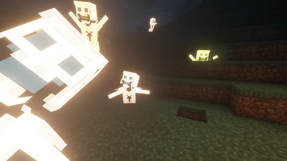 A few ghosts chase the player away from their graveyard.