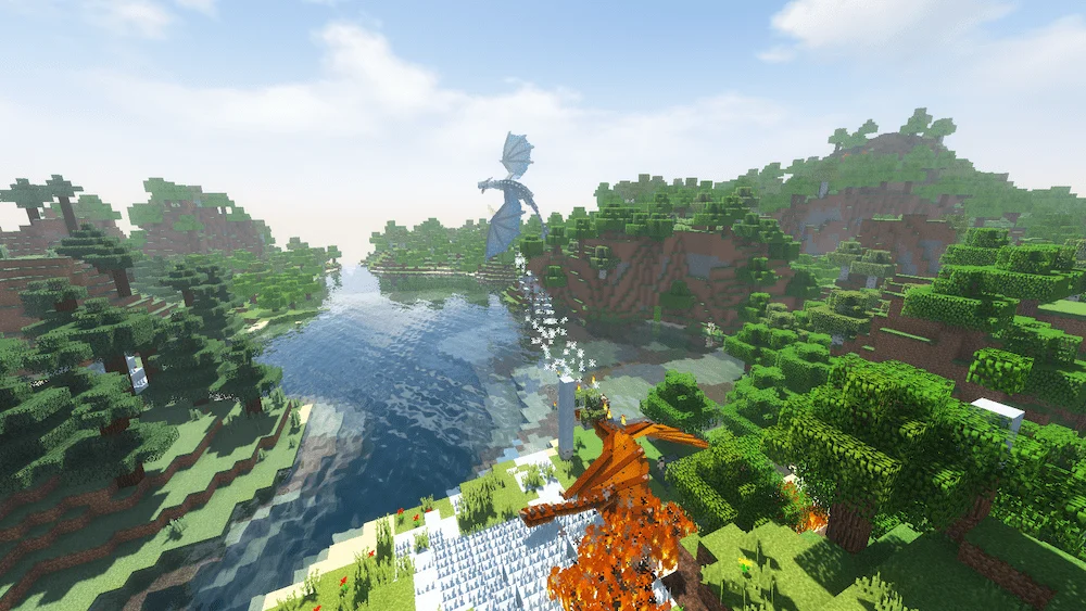 2 dragons of opposing types duke it out.