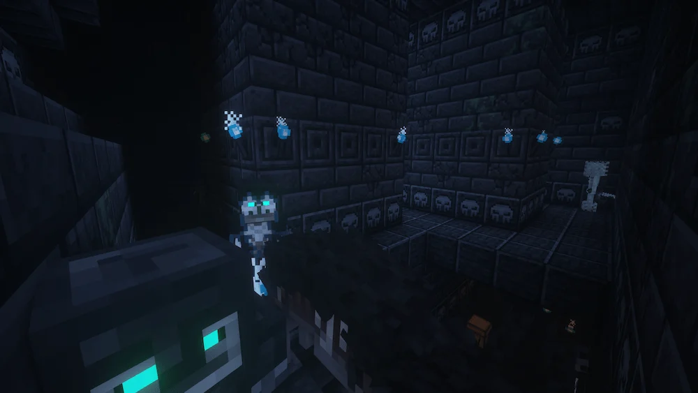 a dread lich in a mausoleum along with his summoned minions.