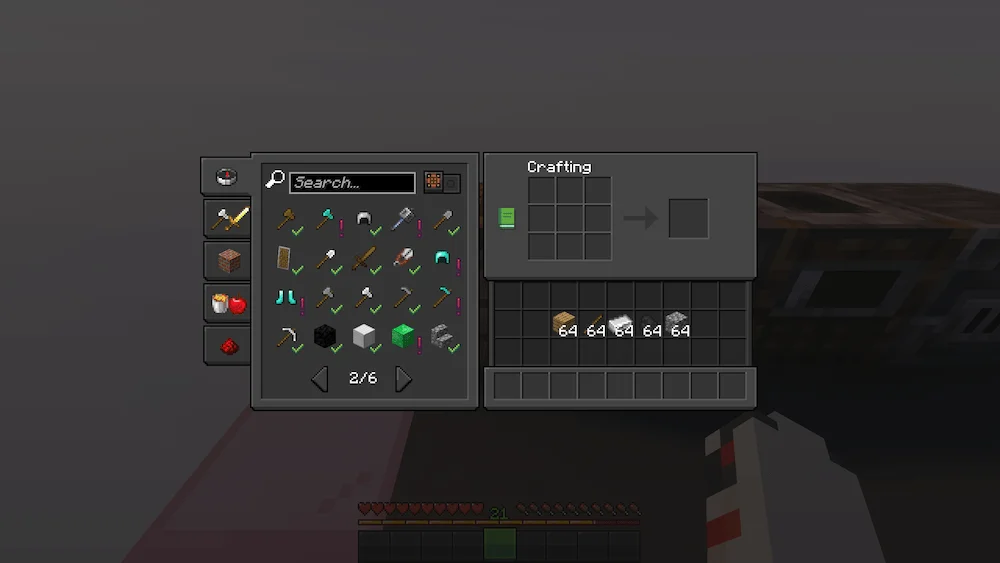 crafting table dark ui