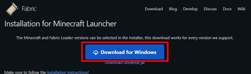 fabric installer for windows