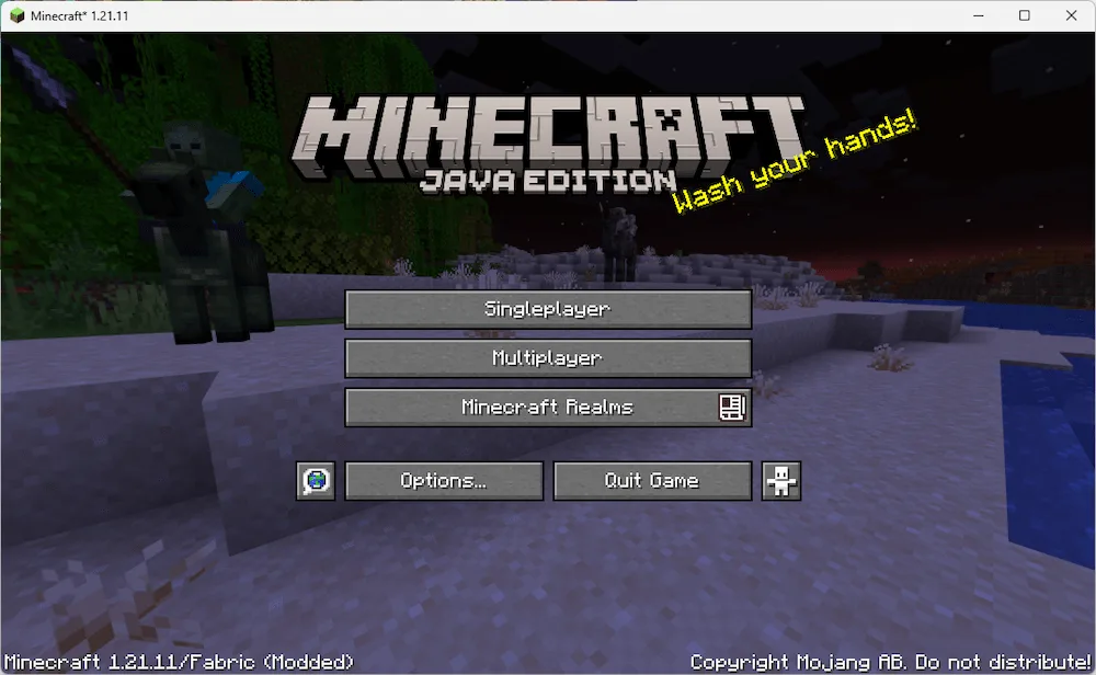 home screen with fabric mods