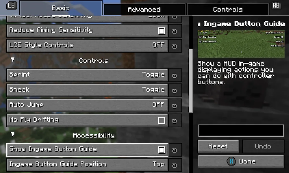 Controller settings
