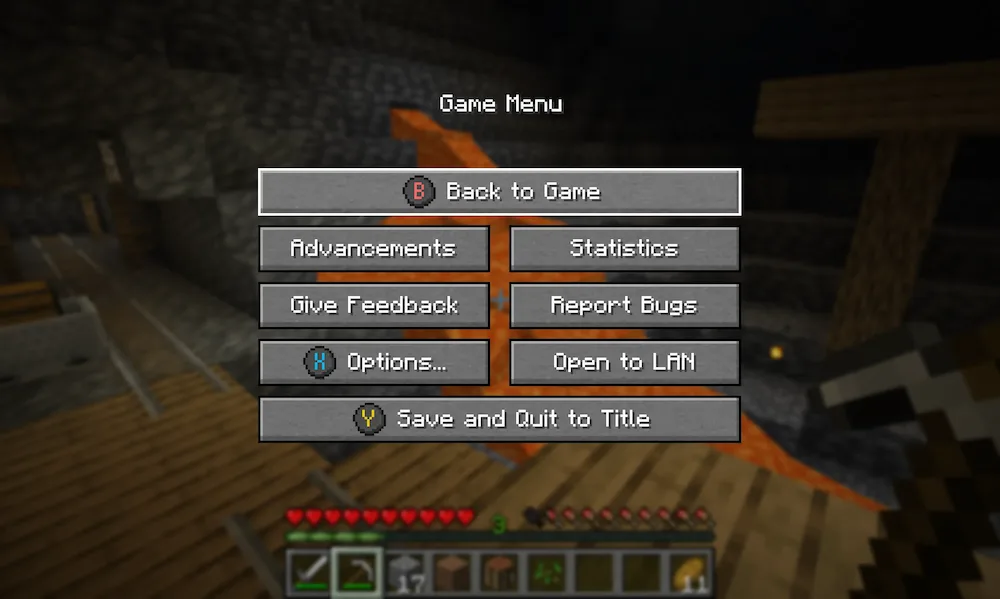 Button guides in the pause menu