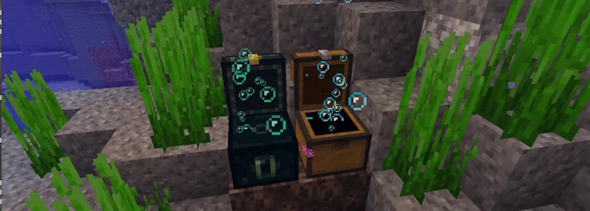 Bubbles from underwater chests and barrels