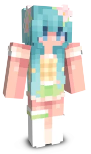 Blue Hair Blossom Girl Skin