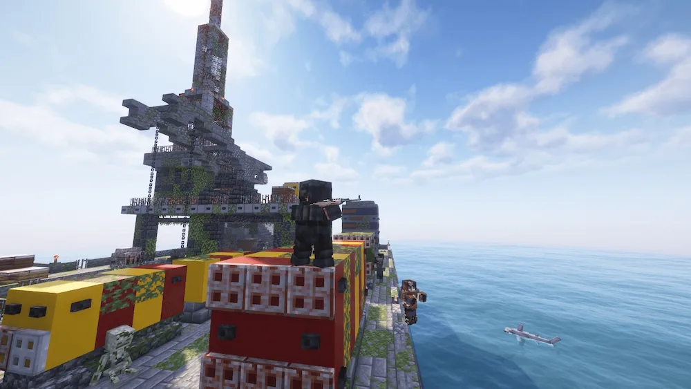 Player shooting from a Oil Rig