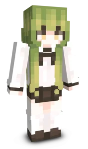Green Hair Sweet Girl Skin