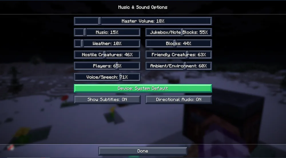 Options Screen