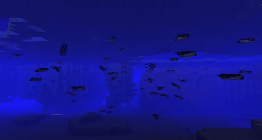 Penguins hunting fish