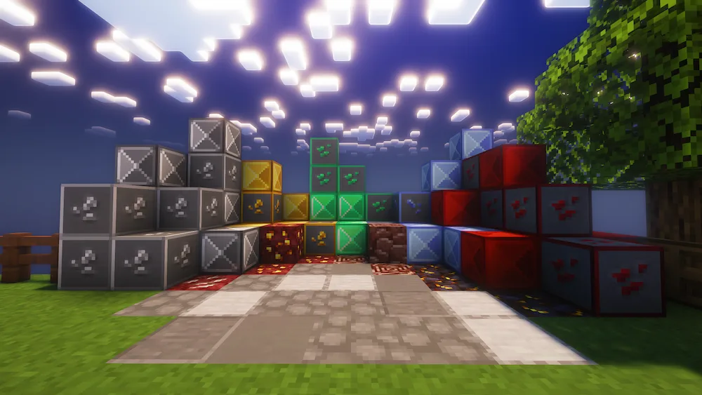iron, diamonds, redstone and gold