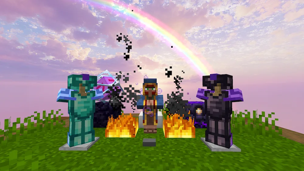 sky, particles and armors